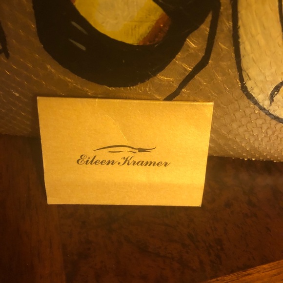 Eileen Kramer Gold Metallic Bee Happy Clutch NWOT - Picture 7 of 8